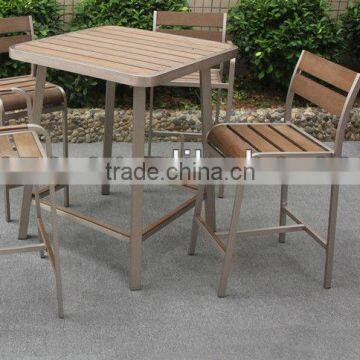 Outdoor garden brushed aluminum polywood bartable set