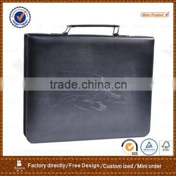 handmade men genuine leather briefcase/ briefcase with ring binder