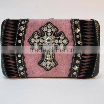 Cowgirl cross ornament women western rhinestone wallets factory