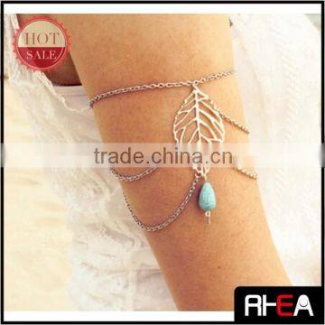 Alloy Leaf with Turquoise stone shoulder Arm Chain jewelry Body Chain RD11338