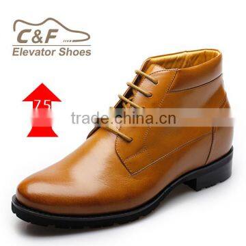 Bulk wholesale height increasing genuine leather brown men fancy handcraft boots shoes