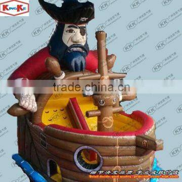 Awesome captain printing inflatable pirate ship bouncer with slide