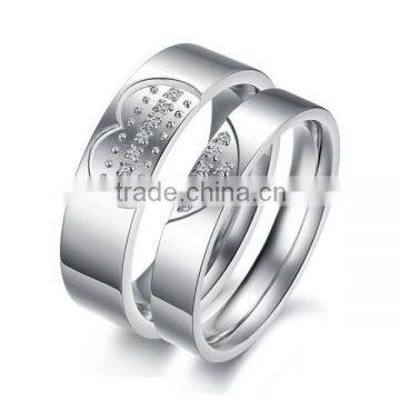 SRR0031 2015 Couple Jewelry Romantic Love Lock Couple Rings Engagement Ring Set Stainless Steel Wedding Ring