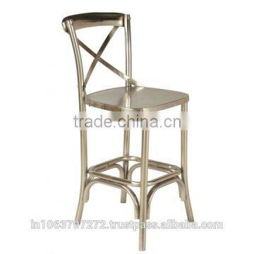 Modern Industrial Counter Stool with Nickel Finish