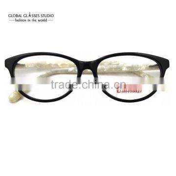 Classic Design Lady's Cat-eye Acetate Optical Glasses Eyewear Spectacle Frame Black/Ivory With Spring Hinge occhiali 51BG24012