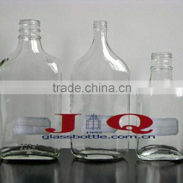 flat glass liquor bottle, flask bottle