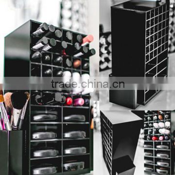 black rotating acrylic spinning lipstick tower