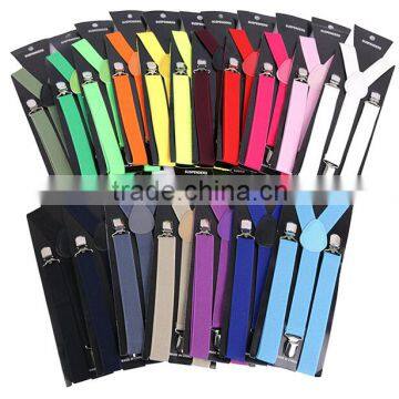 New Candy color Clip-on cheap Suspenders Elastic Y-Shape Adjustable Braces