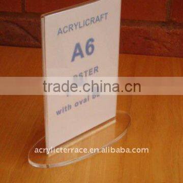 A6 Clear MENU PHOTO POSTER HOLDER oval base