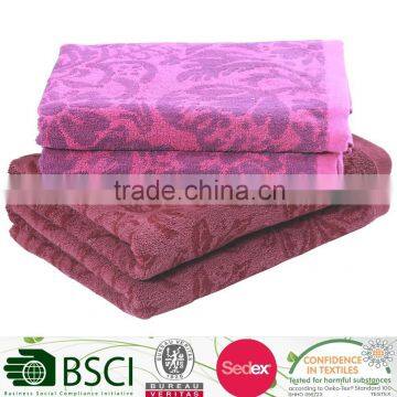 Cotton Purple Yarn Dye Jacquard Bath Towel