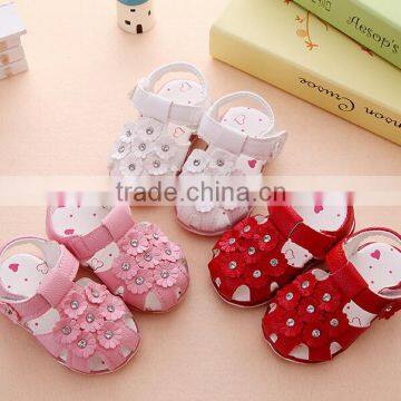 Wholesale flower soft sole baby leather shoes sandals