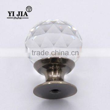 Plated Brass Clear Zinc Base Cabinet Hardware Glass Pulls photo-4