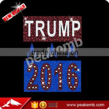 Cheap Trump 2016 Wholesale Glitter Rhinestone Letters T Shirt Transfer