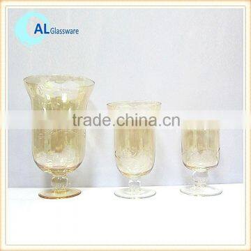 gold frosted glass hurricane candle holders