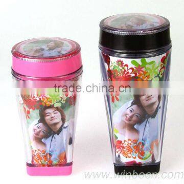 Plastic New Double walls Cartoon Couples Cup/Mug DIY