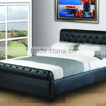 2015 New arrival design fashion PU bed, black pu bed