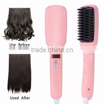 2016 new electric salon LCD display hair straightener comb brush