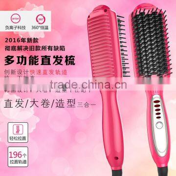 Newest 3 in 1 hair straightener comb brush and curling iron