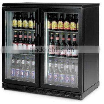 Black Air-cooling Double door bar bottle cooler