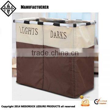 Foldable Bin Bags Section Basket Double Laundry Sorter Hamper Light & Dark