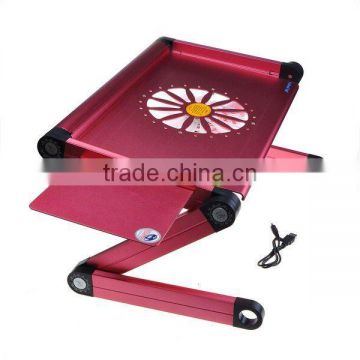 Portable Folding Notebook Laptop PC Table with USB Cooler Cooling Fan Red