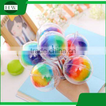 Funny School Office Stationery Mini Plastic Rainbow Hair Ball Roller Ball Point Pen photo-4