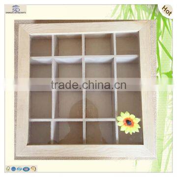 Unfinished Glass Top Bamboo Pine Wooden Tea Bags Box photo-4