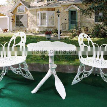 White Aluminum Butterfly Garden Outdoor Furniture Table and Chair Bistro Set photo-2