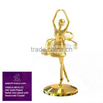 24K Gold Plated Decorative Ballet Mini Stand with crystals from swarovski