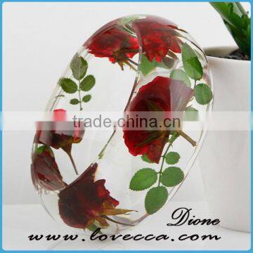 Charming Fashion New Style Dried Flower Resin Acrylic Bangles