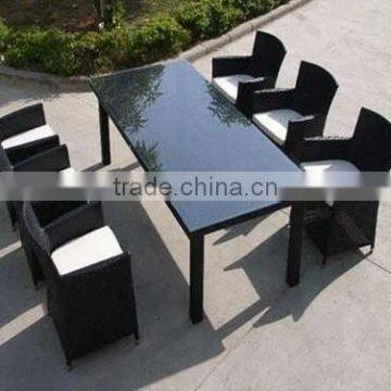 Rattan Dining Set With Rectangle Table and Chairs Outdoor Furniture photo-2