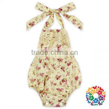 New Design Infant Baby Summer Tassel Halter Maize Floral Baby Romper