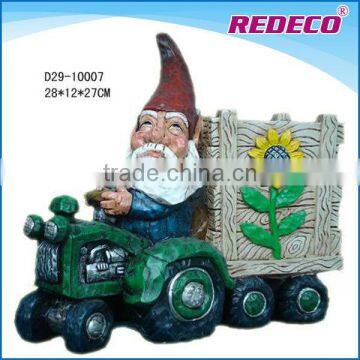 Resin gnome with flower pot