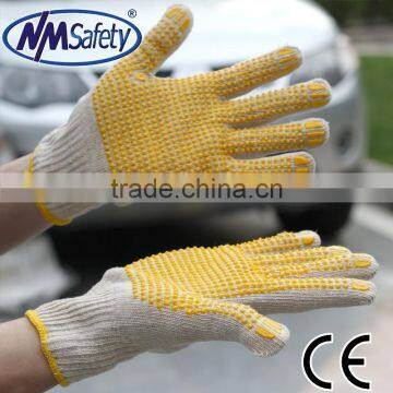 NMSAFETY 10 gauge cotton knitted gardening gloves industrial work gloves pvc cotton