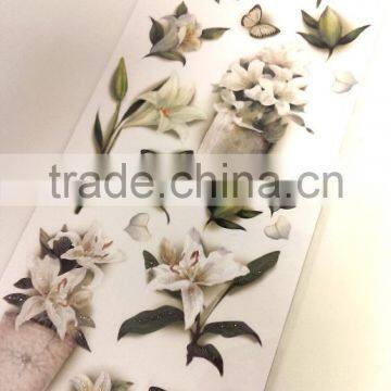 White Elegant Lily & Butterfly Design Sticker, Classic Decorative Shinny Glitter Sticker photo-3