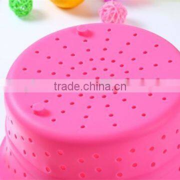 Houseware Kitchen Steamer Bowl, Collapsible Bowl Silicone Colander photo-4