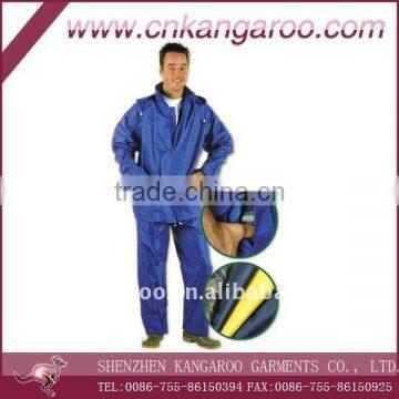BLUE /Yellow / Black 190T Nylon With PVC Coating Rainsuits