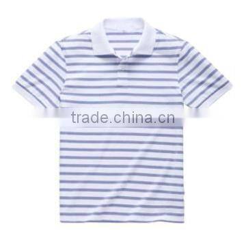 White Polo Shirt in Blue Stripe