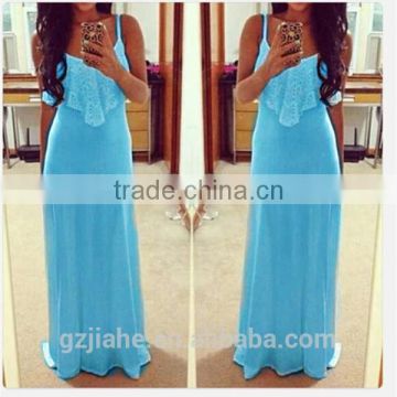 Summer Sexy Spaghetti Strap Sleeveless Lace Maxi Long Dress Women Casual Loose Candy Color Beach Bandage Dress