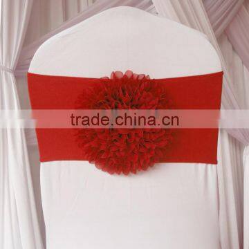 Chiffon Flower Handmade Gold/Blue/ Red/Pink/red Spandex Chair Bands Chair Bow Chair Sashes For Wedding photo-5