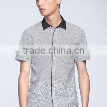 New Design Contrast Fabric Made to Measure Cotton Slim Men Shirt BSZ0081 photo-3