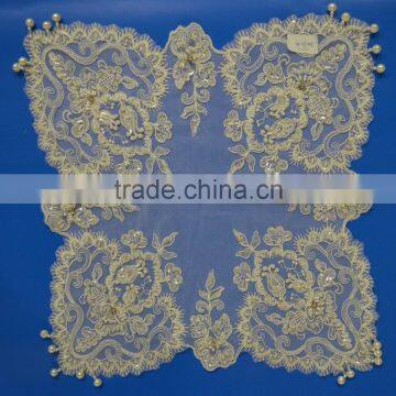 High quality made in china hand bead pearls embroidery wedding tablecloth