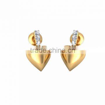 Gold Plated Fancy CZ Studded Heart Earrings