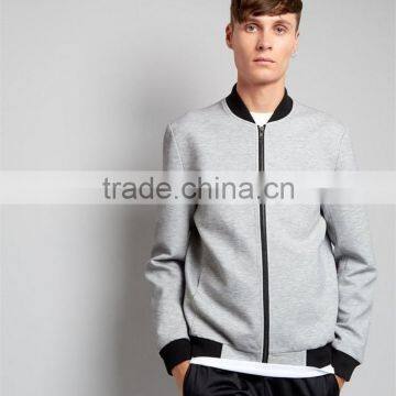 MGOO Men Custom Cotton Zip Up Coat Robbing Collar Tailored Jersey Bomber Jacket Grey Baseball Clothings photo-2