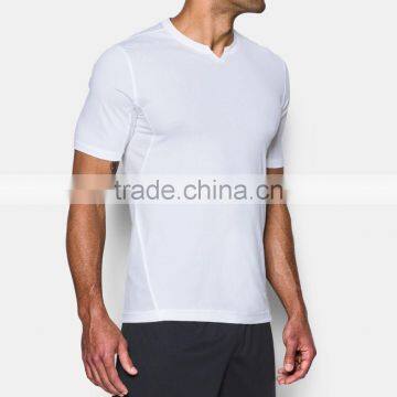 Mens Short Sleeve Tops Casual Quick Dry Slim Fit Polyester Spandex Blend Stretchy Material Tops Football Tee Solid Custom Color photo-4