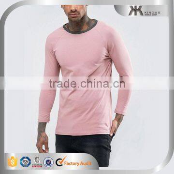 China Apparel Wholesale 2017 Fashion Men Raglan Long Sleeve Solid Color Fit T Shirts