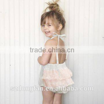 Halter Summer 100%Cotton Lace Ruffles New Baby Romper Design photo-2