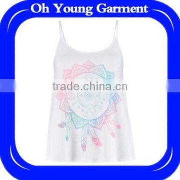 100% cotton vest ladies condole belt new pattern vest printing custom breathable vest