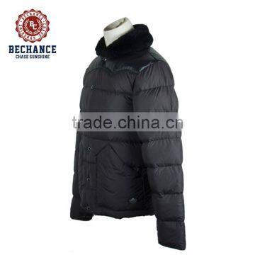 2017 Men's Down Jacket With Lamb Fur Collar Leather Yoke photo-2