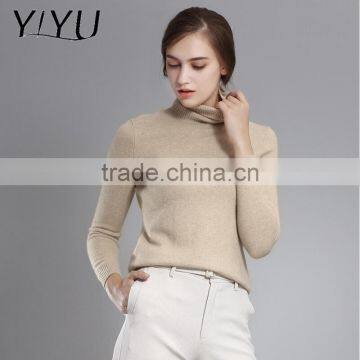 Custom High Quality Women Slim Turtleneck Knit Cashmere Pullover photo-3